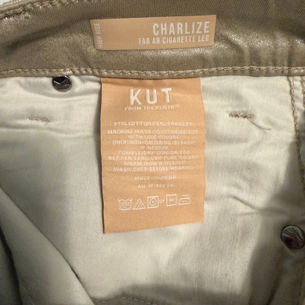 Kut from the Kloth NWT Charlize Rose Gold Fab Ab Cigarette Jeans sz 10 MSRP $99 - Picture 5 of 10